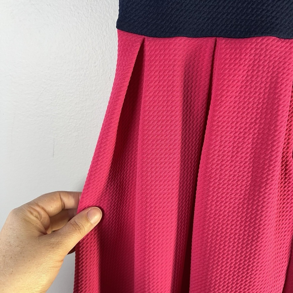 Lularoe Amelia Womens Sz Small Dress Pink Blue Color Block Pockets Textured Work - Picture 9 of 9